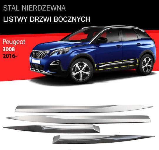 Side Door Strips Stainless Steel Chrome Peugeot 3008 Suv 2016