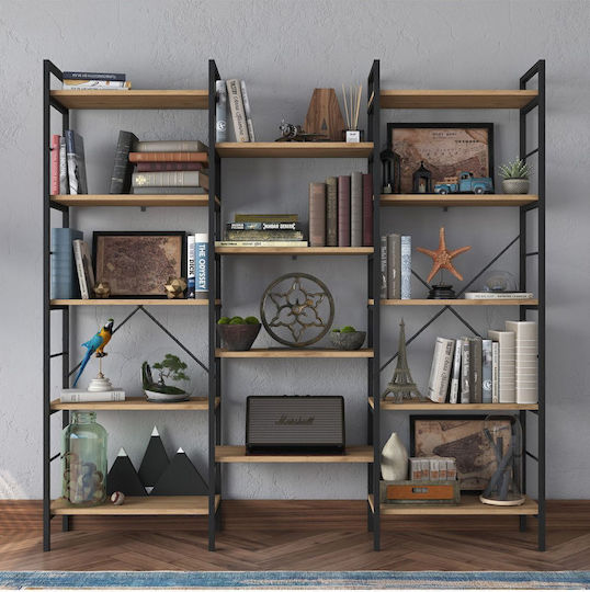Metal Wall Bookcase Brown 172x30cm