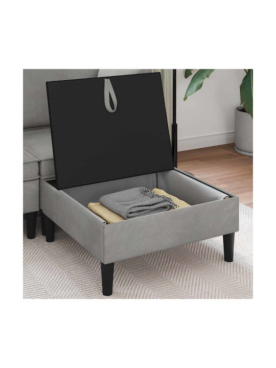 Living Room Stools With Storage Space Upholstered In Light Gray Velvet