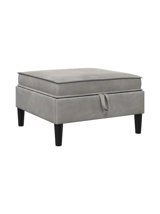 Living Room Stools With Storage Space Upholstered In Light Gray Velvet