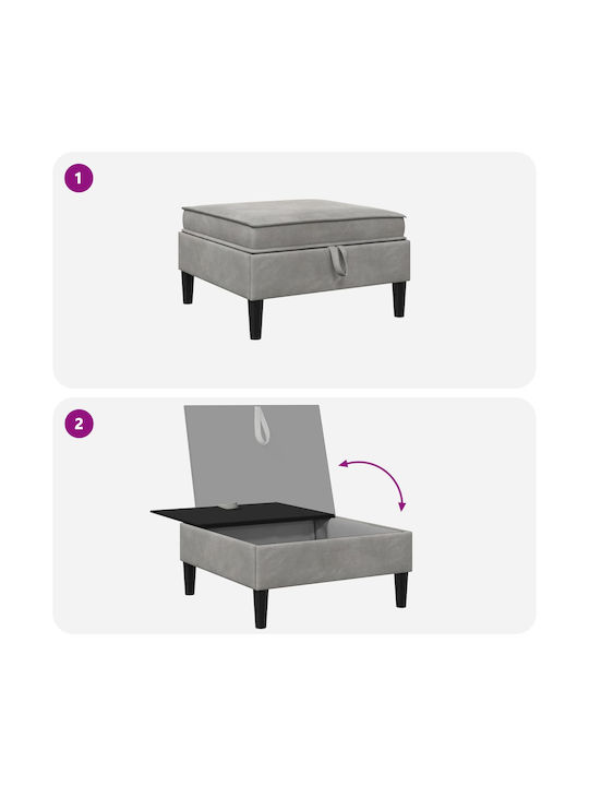 Living Room Stools With Storage Space Upholstered In Light Gray Velvet