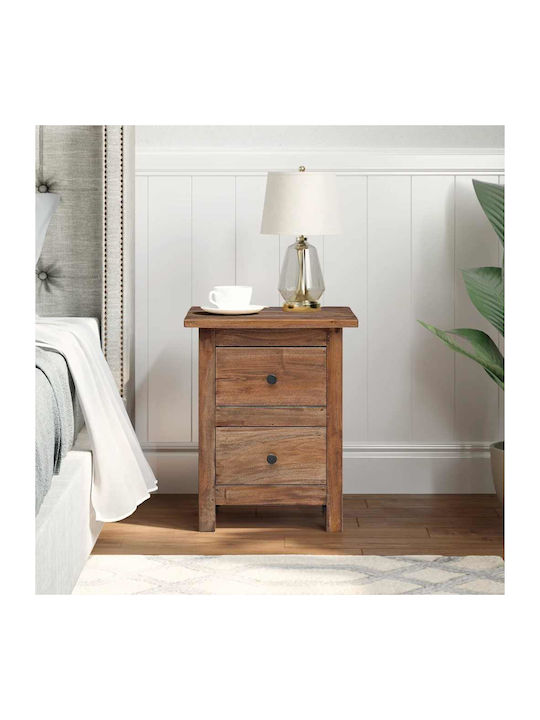 Bedside Table Made of Solid Brown Wood 40x30x51cm