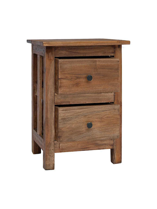 Bedside Table Made of Solid Brown Wood 40x30x51cm