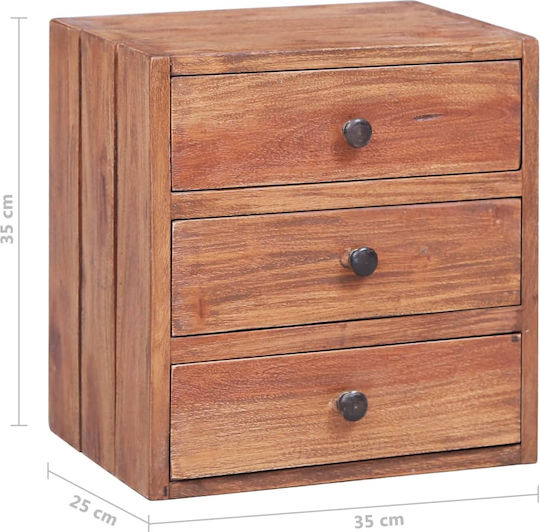 Bedside Table Made of Solid Wood Beige 35x25x35cm
