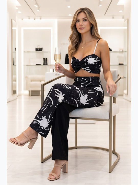 Γυναικείο Crop Top Βαμβακερό Milk White, Black
