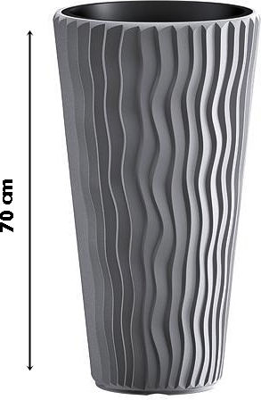 SGTT Roundsandy Blumen Topf Durchmesser 38 cm Höhe 70 cm Silber