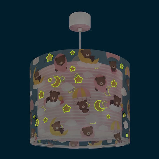 Ango Baby Teddy Single-Light Kids Ceiling Light Ceiling Lamp with E27 Socket Pink 33x25cm