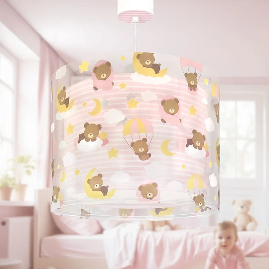 Ango Baby Teddy Single-Light Kids Ceiling Light Ceiling Lamp with E27 Socket Pink 33x25cm