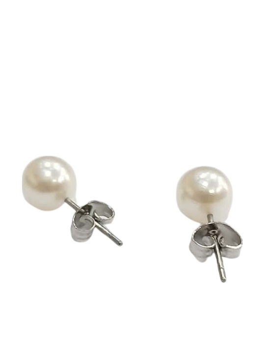Kalliopi Silver Ohrringe Stecknadelverschluss aus Stahl mit Perlen