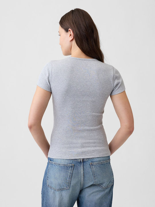 Women's Crop Top Cotton Short Sleeve Lt Grey Heather