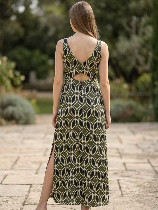 Summer Maxi Dress with Slit Olive
