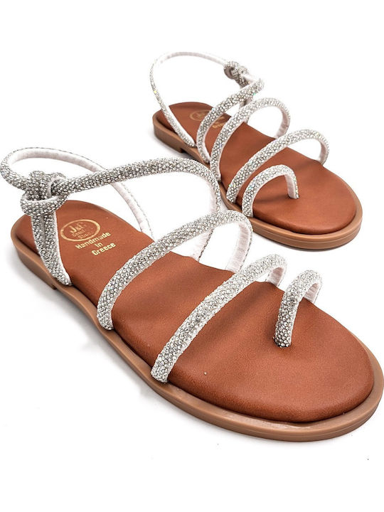 Leather Women's Flat Sandals White