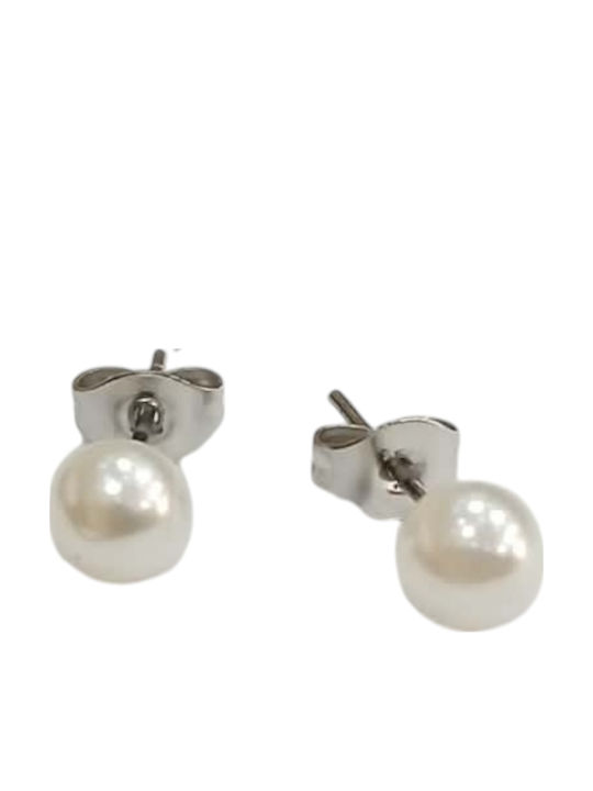 Kalliopi Silver Ohrringe Stecknadelverschluss aus Stahl mit Perlen