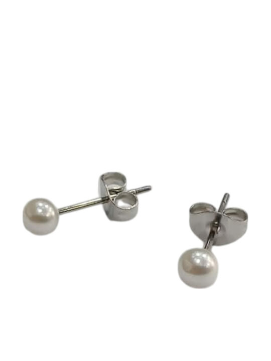 Kalliopi Silver Ohrringe Stecknadelverschluss aus Stahl mit Perlen