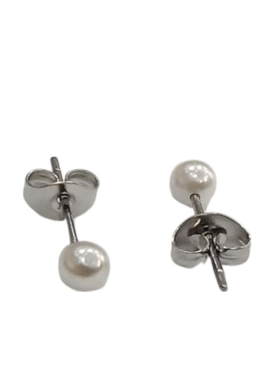 Kalliopi Silver Ohrringe Stecknadelverschluss aus Stahl mit Perlen