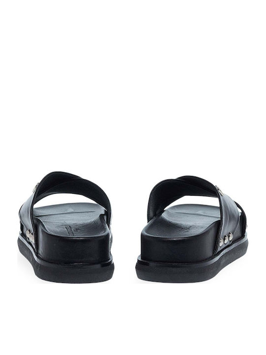 Дамски Кожени Сандали Flatforms Черни