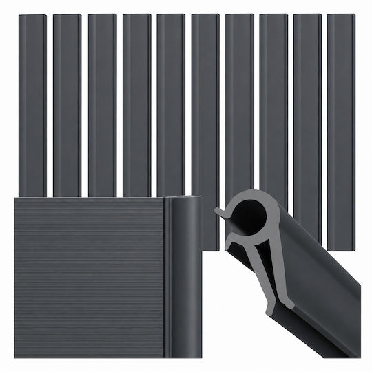 Set 10 Cleme Benzi Pentru Gard Zola Universal Rezistent Uv Pvc 19 X 2.3 Cm Gri Antracit