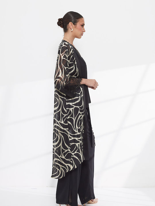 Women's Black Set with Trousers in Loose Fit