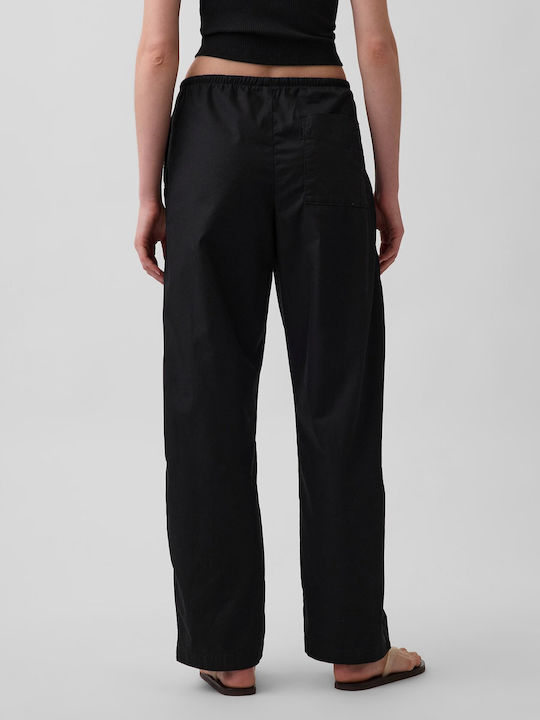 Women's Fabric Trousers with Rubber Band Black