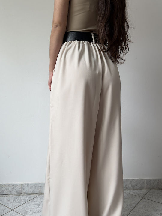 Women's High Rise Pantaloons with Rubber Band Beige