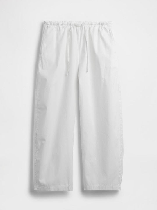 Pantaloni Dama Din Țesătură Cu Elastic Off White