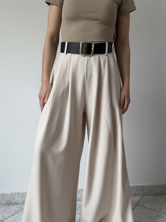 Women's High Rise Pantaloons with Rubber Band Beige