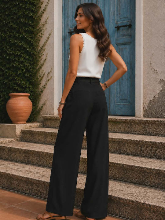 Women's High Rise Pantaloons in Loose Fit Black