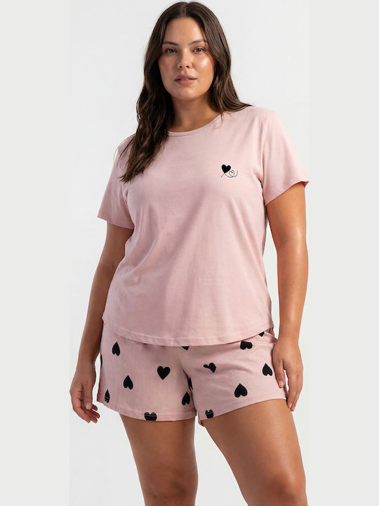 Vienetta Secret Vienetta Secret Damen Schlafanzug Set Sommer Rosa