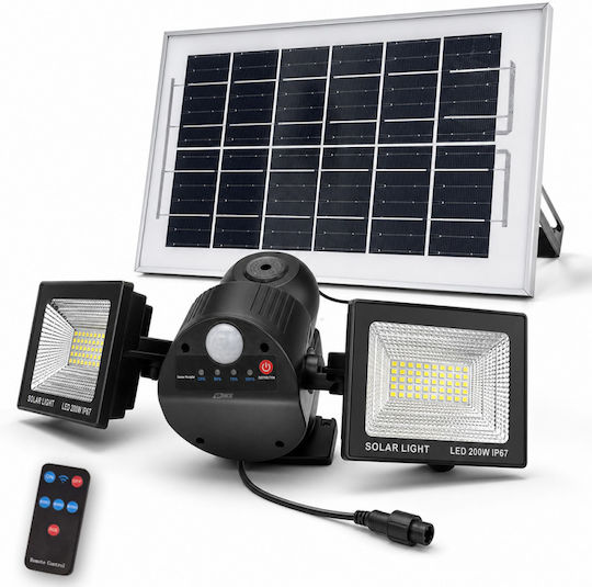 Соларна Лампа 200W Студено Бяла с Датчик за Движение и Дистанционно IP67
