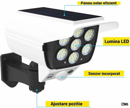 Lampă Solară Alb Rece cu Senzor de Mișcare și Telecomandă IP65