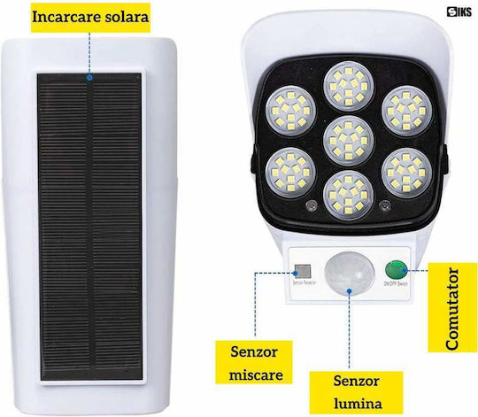 Lampă Solară Alb Rece cu Senzor de Mișcare și Telecomandă IP65