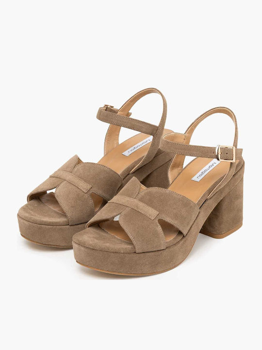 Sandale Elegante Damă De Catifea Maro