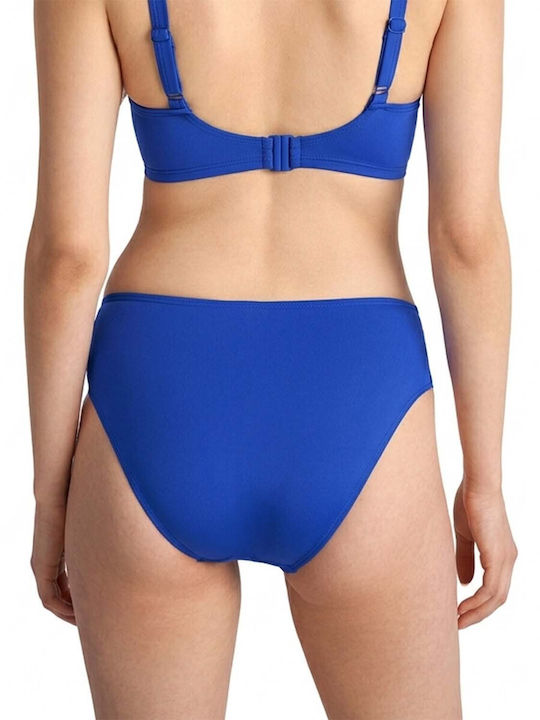 Bikinihosen Slip Hohe Taille Blau Rüsch