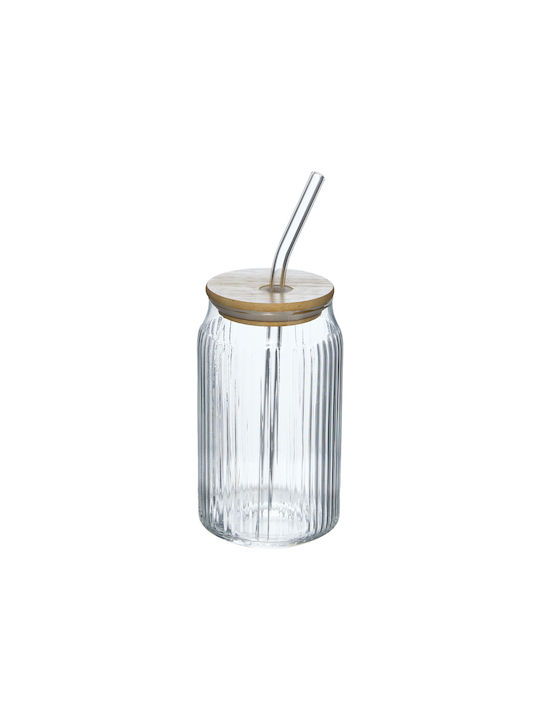 Water Glass Coffee/Freddo Glass in Brown Color with Straw 500ml