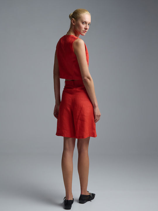 Damen Bermudas Leinen Orange