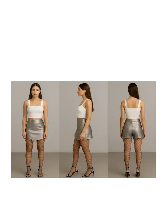 Damen Leder-Shorts Grau Farbton