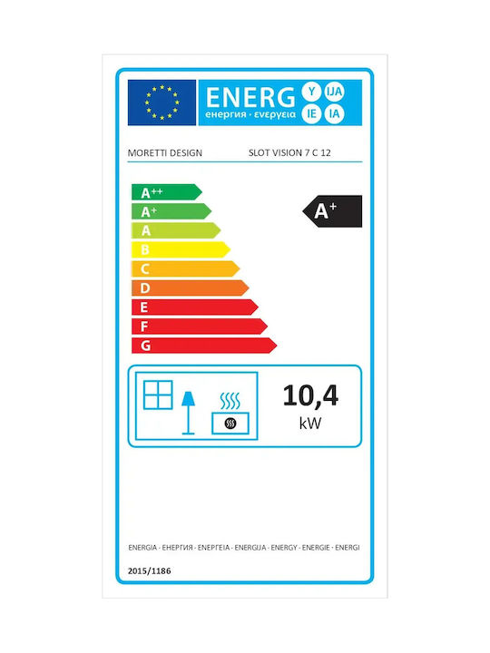 Moretti Slot Vision Ενεργειακό Τζάκι Pellet Αεραγωγών 10.4kW Ίσιο με Σταθερή Πόρτα
