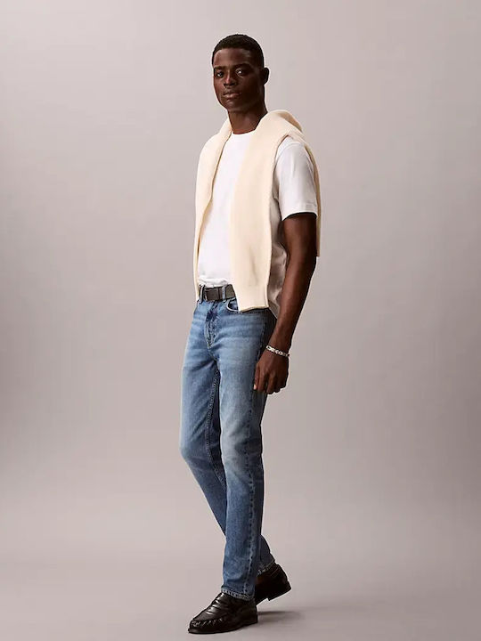 Men's Elastic Slim Tapered Fit Blue Jeans Pants