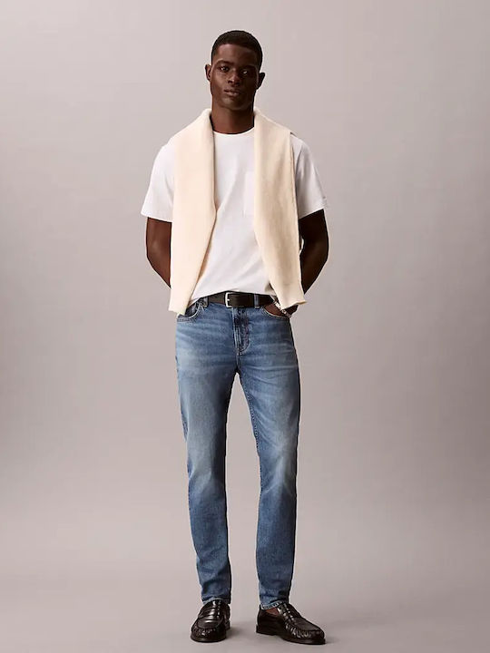 Men's Elastic Slim Tapered Fit Blue Jeans Pants