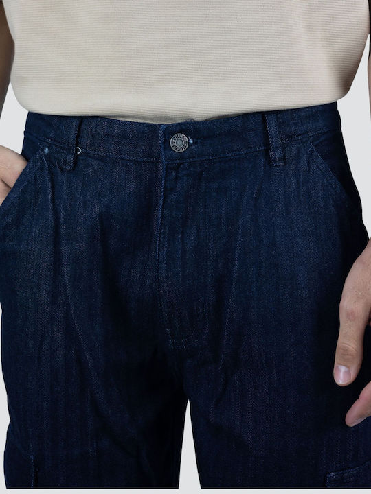 Men's Cargo Jeans Pants with Loose Fit Blue