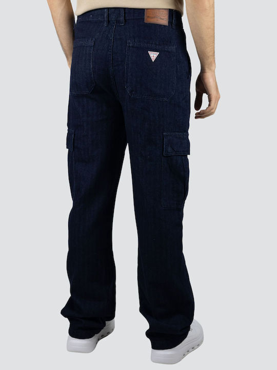 Men's Cargo Jeans Pants with Loose Fit Blue