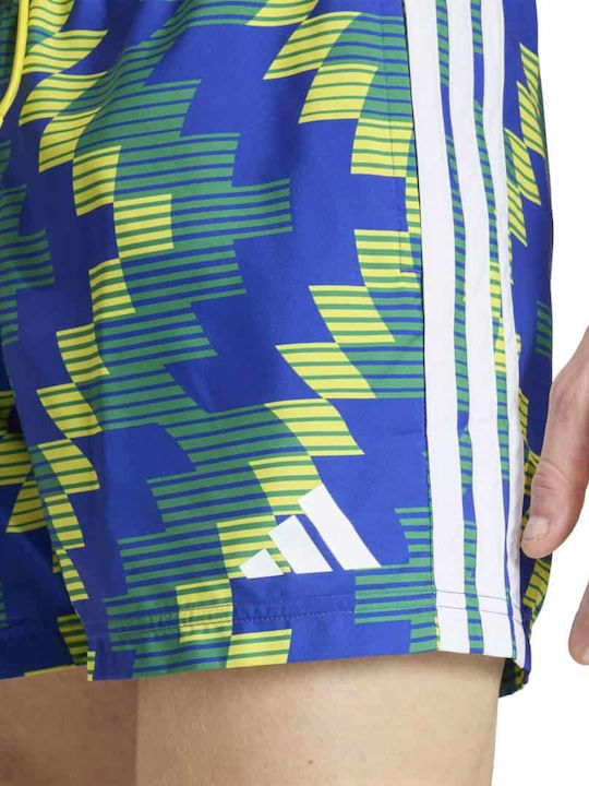 Men's Swimwear Shorts Blue and Yellow with Prints