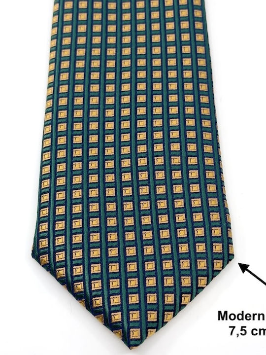 Legend Accessories Set Herren Krawatte Seide mit Mustern in Grün Farbe