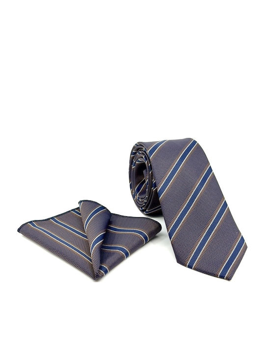 Legend Accessories Σετ Ανδρικής Γραβάτας Μεταξωτή με Σχέδια σε Navy Μπλε Χρώμα