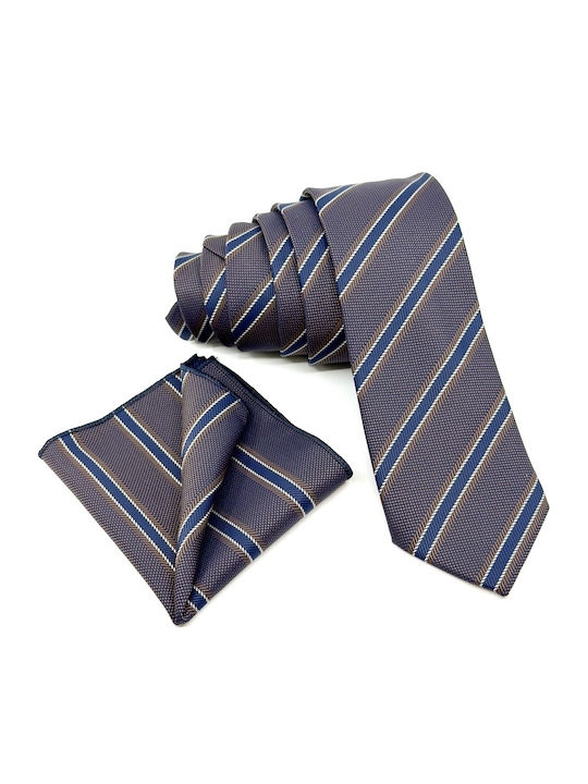 Legend Accessories Σετ Ανδρικής Γραβάτας Μεταξωτή με Σχέδια σε Navy Μπλε Χρώμα