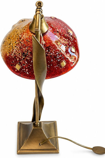 La Belle Maison Glass Vintage Table Lamp for E14 Socket with Red Shade and Bronze Base D2038