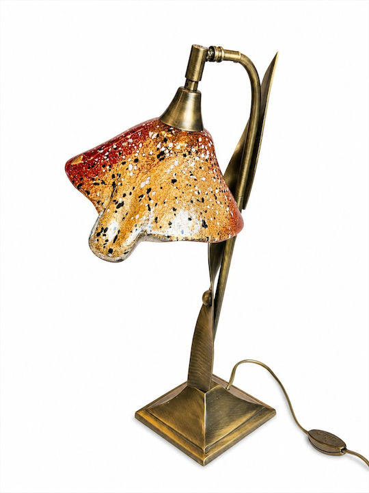 La Belle Maison Glass Vintage Table Lamp for E14 Socket with Red Shade and Bronze Base D2038