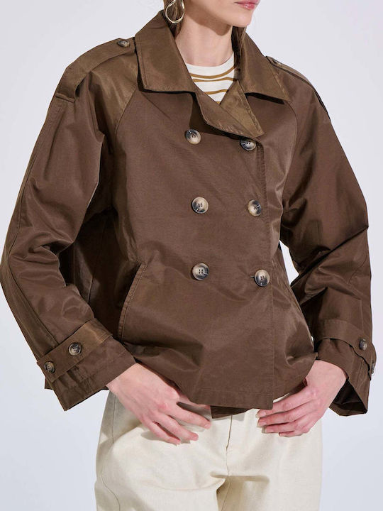 Women's Brown Gabardine Coat 20-060169-0