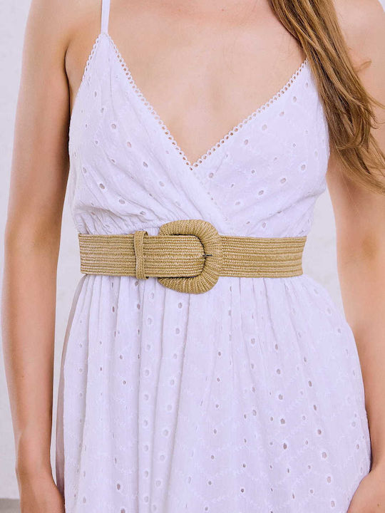Celestino Women's Belt Elastic Weave Beige