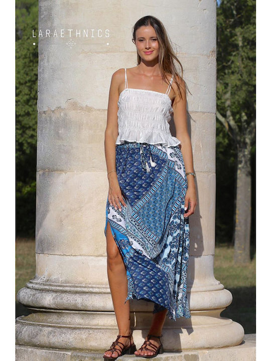 Σατέν Maxi Φούστα Μπλε
